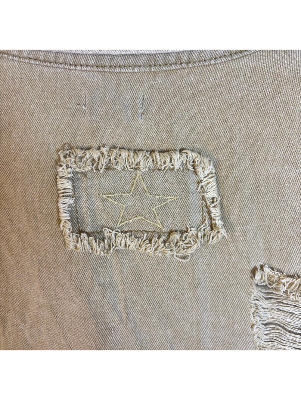 Beige Pol Distressed Button Front Shacket - Picture 8 of 8